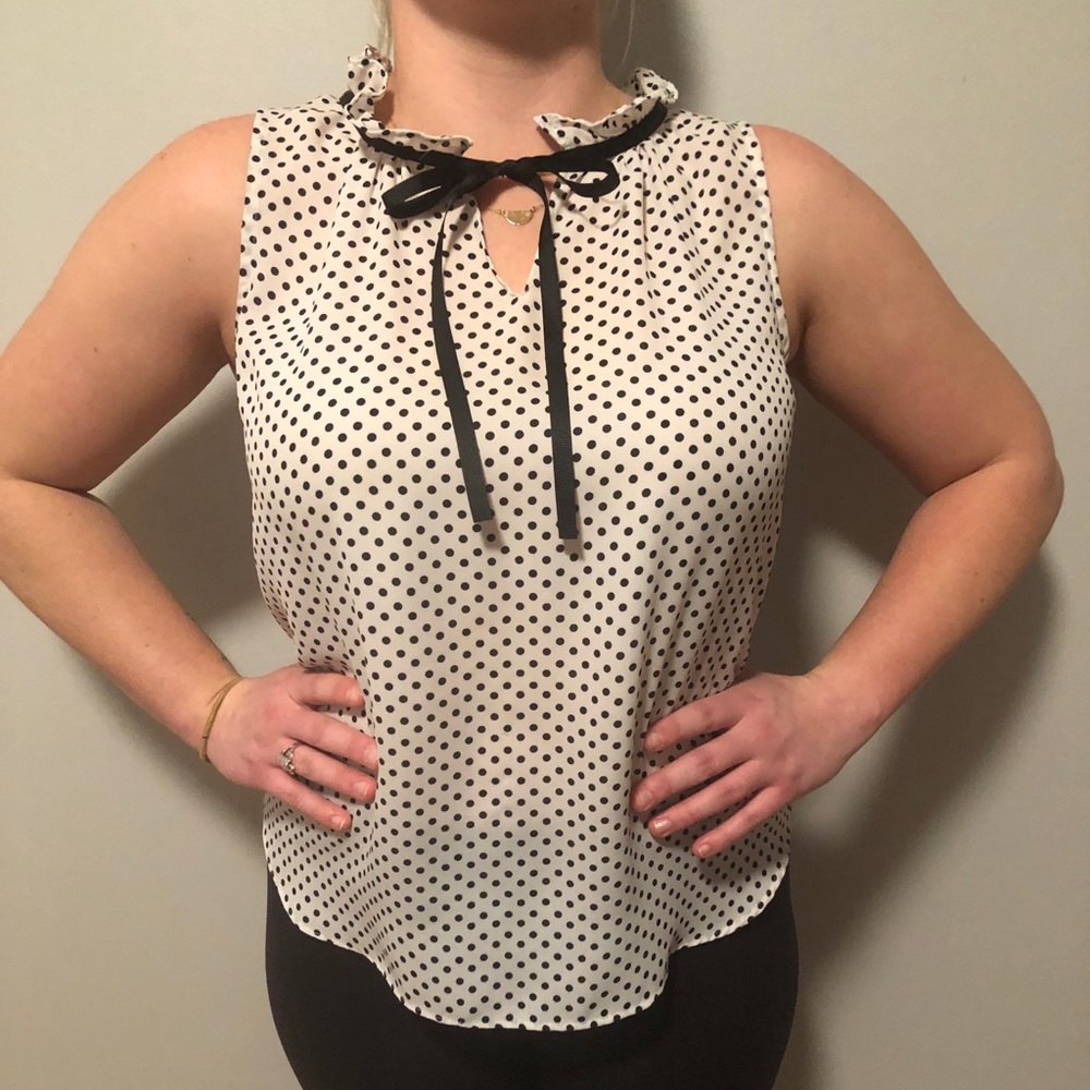 Black and white polka dot blouse